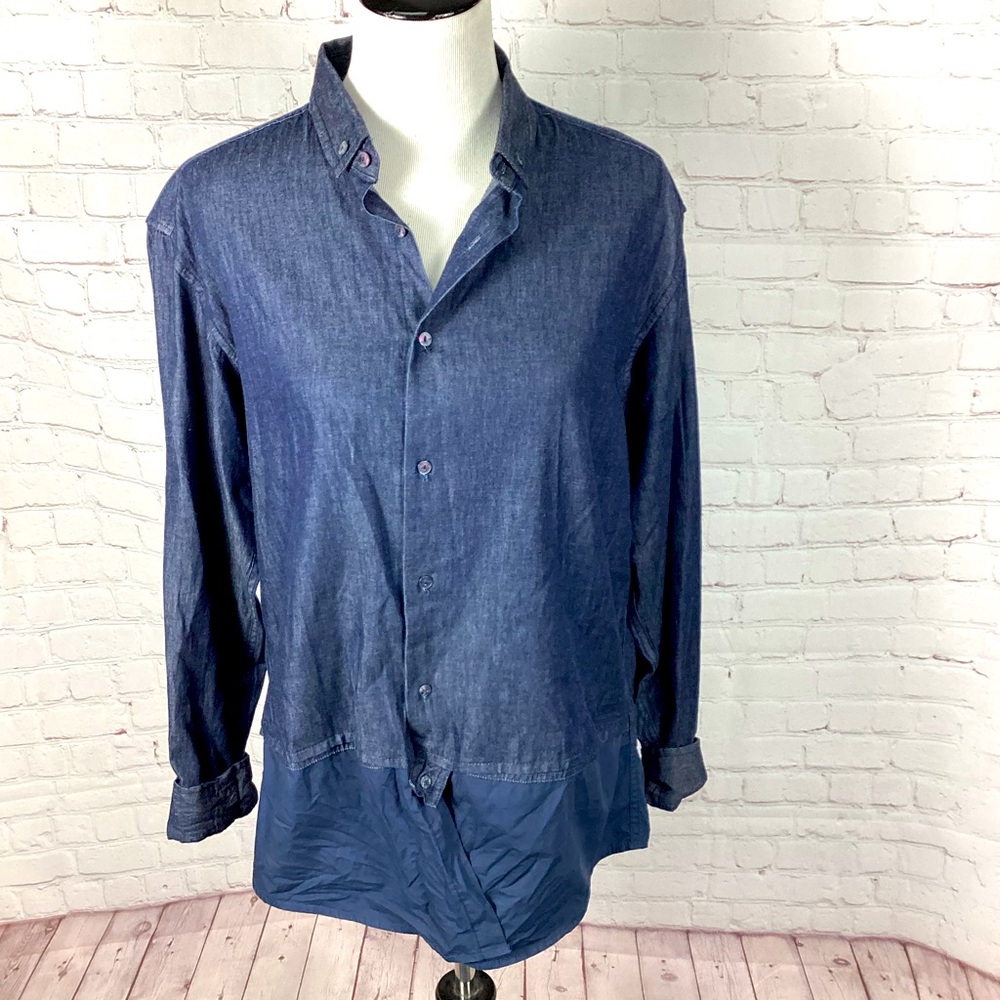 Clot Apparel‎ Chambray Shirt Women’s Size Large Ties at Waist Lightweight